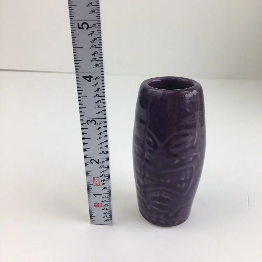 Tiki Farm Tropical Shot Glasses Set of 4 Yellow Purple Blue Green 4”